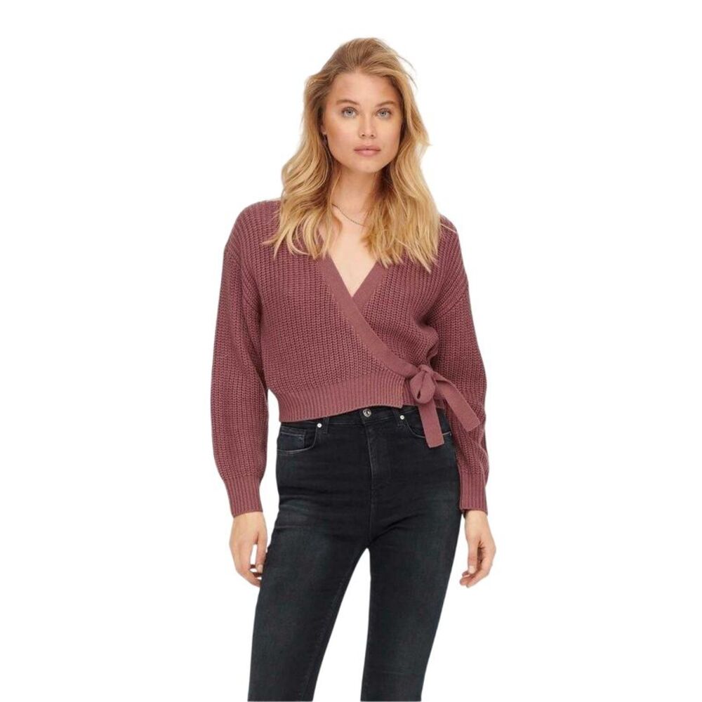 Only Womens/Ladies Cropped V Neck Cardigan / Rose